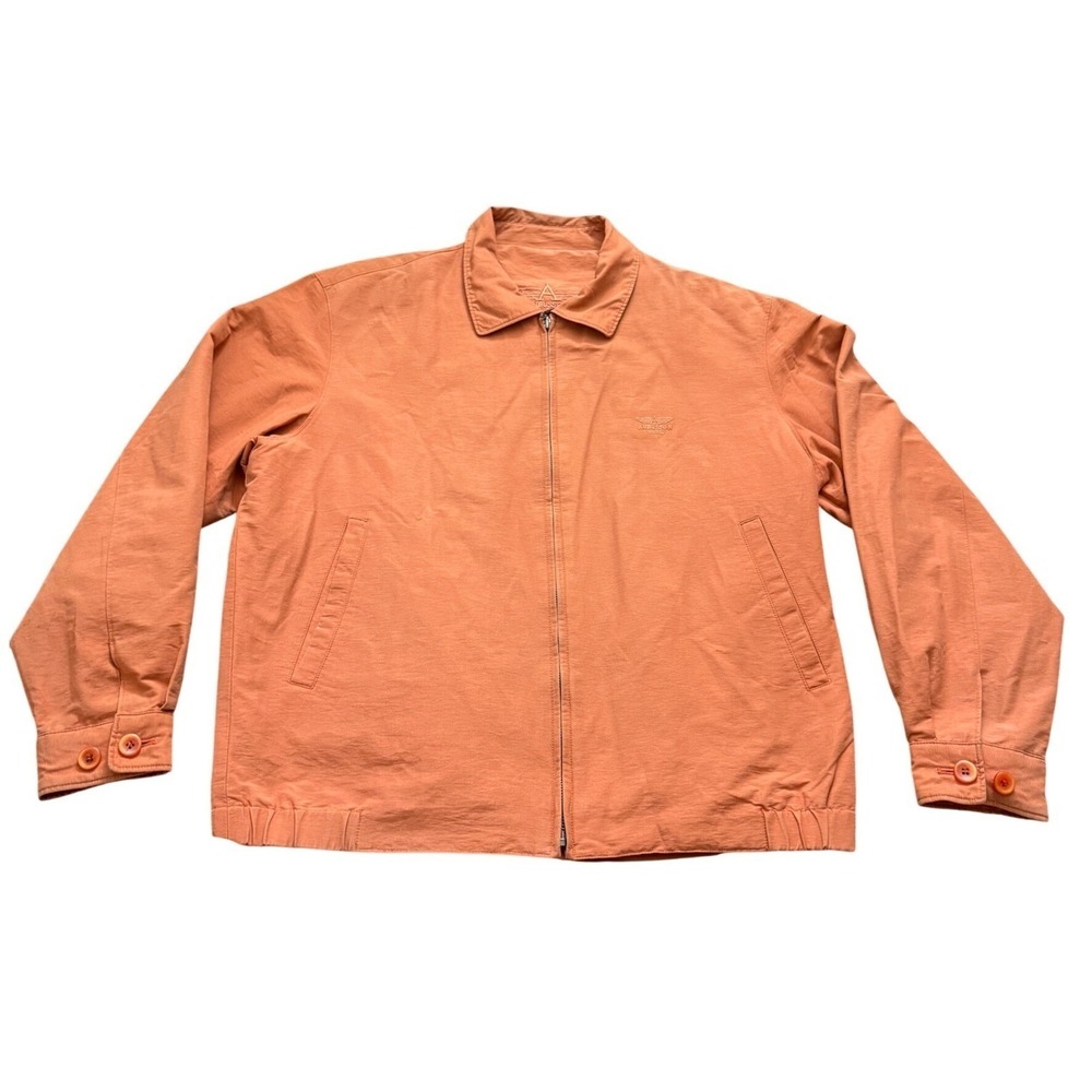 Aubusson Paris Mens Harrington Jacket Burnt Orange Full Zip Lightweight Vintage